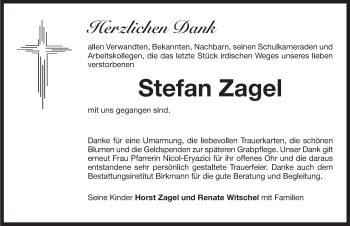 Traueranzeige von Stefan Zagel von Pegnitz-Zeitung